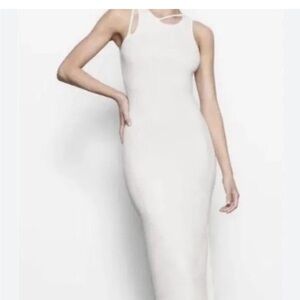 SKIMS soft white ribbed cut out maxi dress. Like new condition. NT